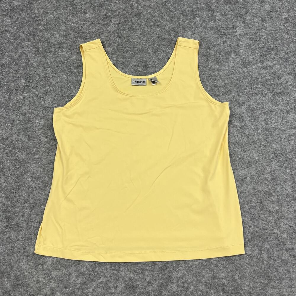Chico's Tank Womens Large Yellow Basic Scoop Neck Stretch Jersey Nylon Spandex